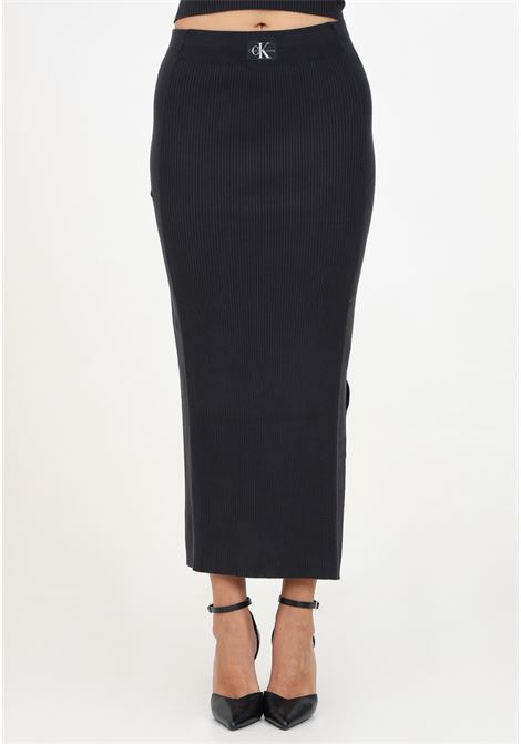 Women's black midi skirt in soft ribbed lyocell CALVIN KLEIN JEANS | J20J223606BEHBEH